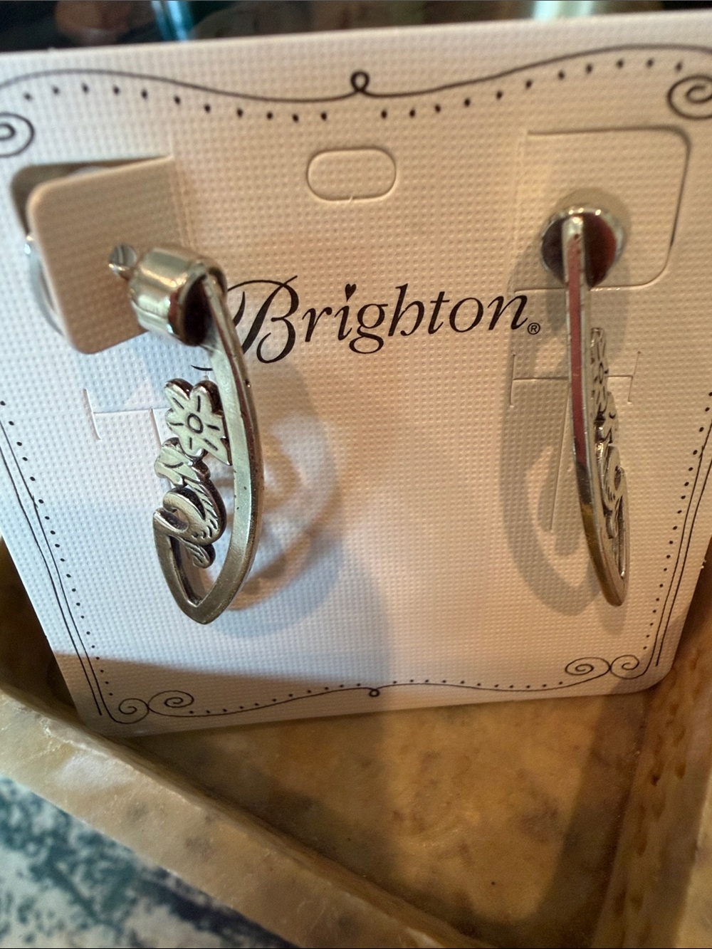 Brighton Silver Floral Scroll Hoop Earrings